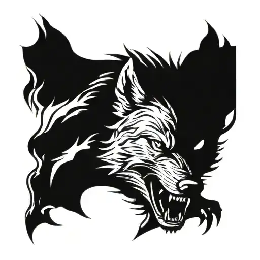 wolf angry horror tattoo design idea