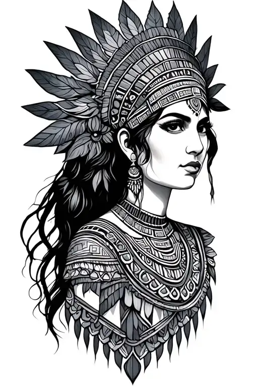 aztec princess tattoo design idea