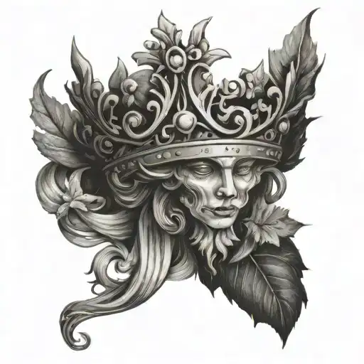 "M: with vines and a crown above it  tattoo design idea