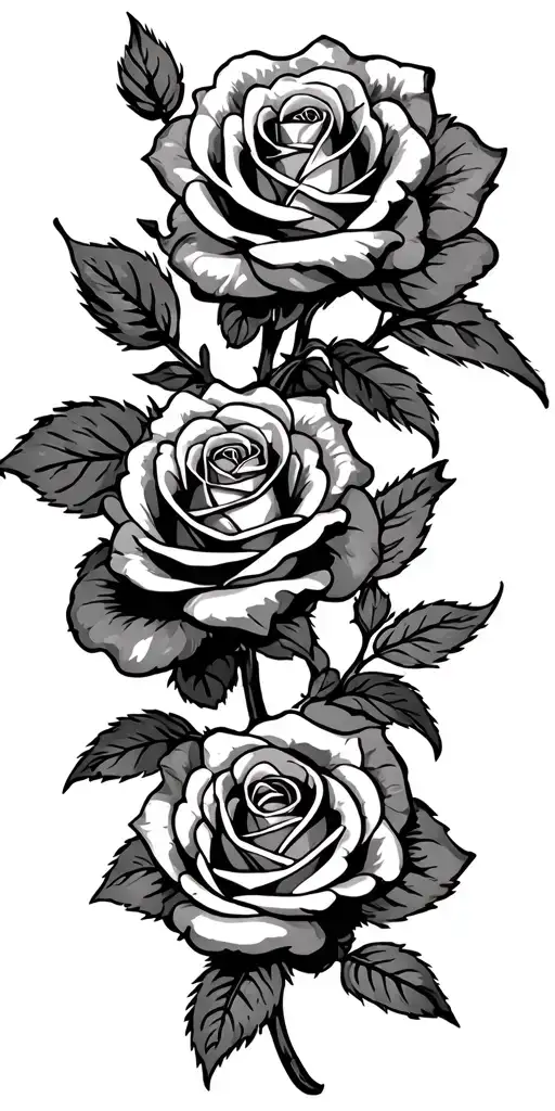 3 roses, ribbon symbolizing transformation tattoo design idea