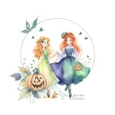 autumn pumpkin hocus pocus Sanderson sisters tattoo design idea