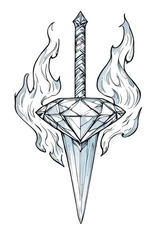 sword flame pressure makes diamonds tattoo design idea