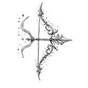 bow and arrow with sparkles around it tattoo design idea