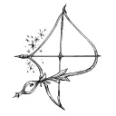 bow and arrow with sparkles around it tattoo design idea