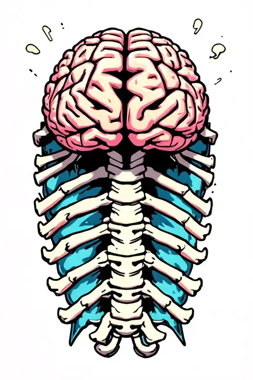 Brain attached to spine tattoo design idea