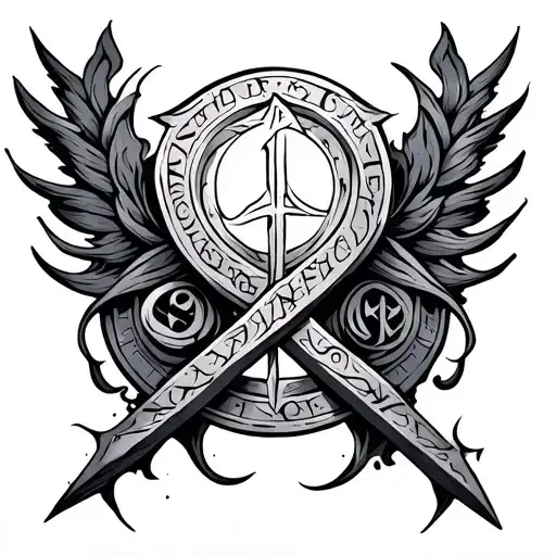 norse runes with protection stave flowing tattoo design idea