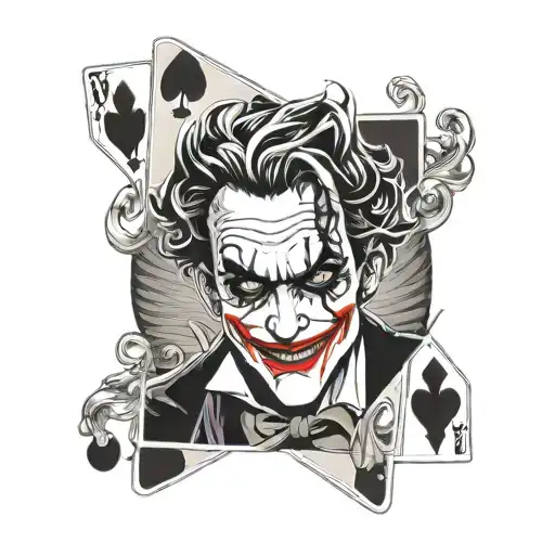 anime style tattoo dc joker holding the card(only the card should be on colors) tattoo design idea
