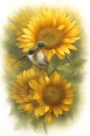 Sunflowers, Infinity, Hummingbird tattoo design idea