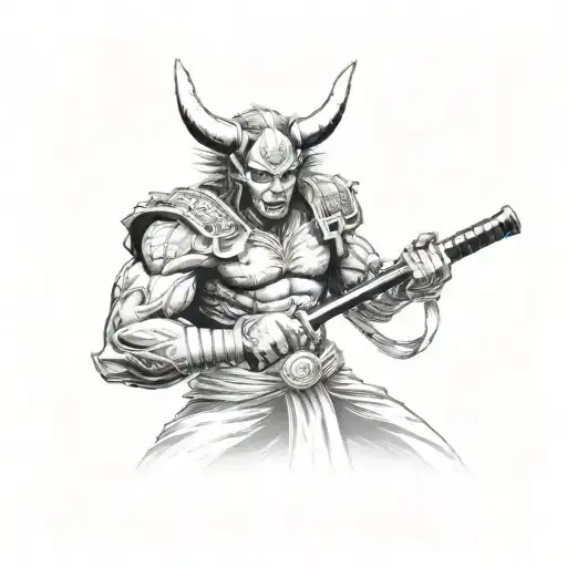 Tekken Yoshimitsu holding Katana tattoo design idea