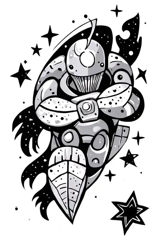 otomi pattern including space with stars scattered add the iron giant  tattoo design idea