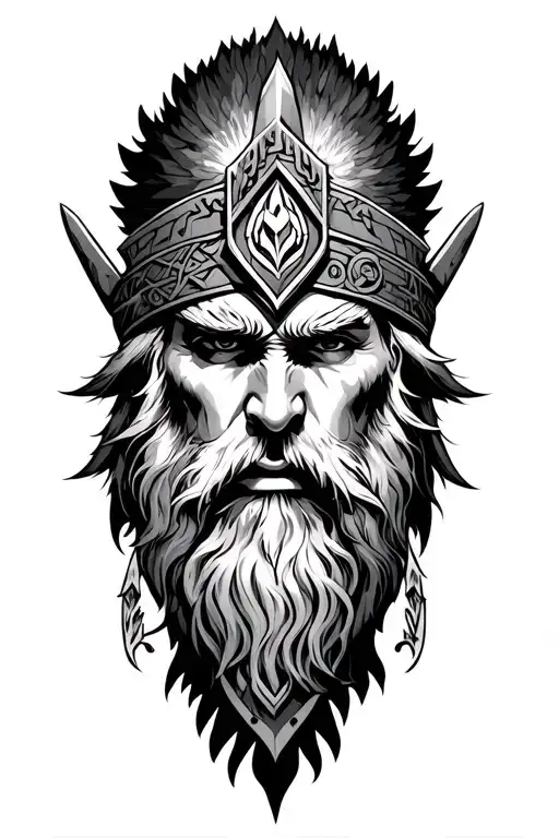 Nordic warrior courage at peace love and prosperity tattoo design idea