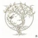 Phoenix tree of life tattoo design idea