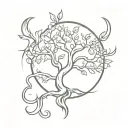 Phoenix tree of life tattoo design idea