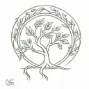 Phoenix tree of life tattoo design idea