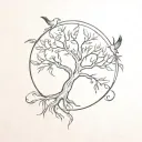 Phoenix tree of life tattoo design idea