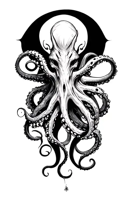 octopus wrapping its tentacles evil demon vampire tattoo design idea