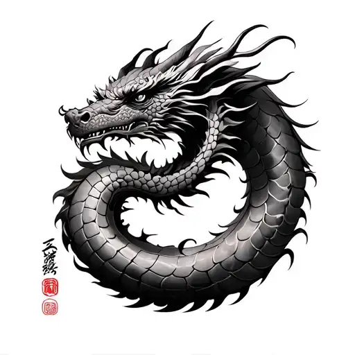 Samurai dragon peach tree tattoo design idea