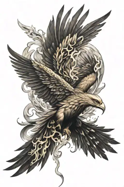rebirth Phoenix rising from ashes tattoo design idea