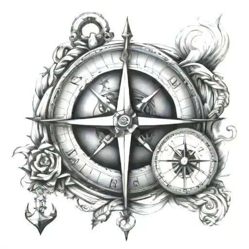 anchor and compass tattoo design idea