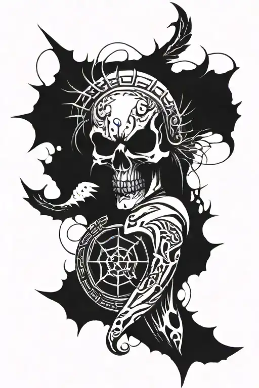 Gothic arm tattoo with biomechanical or tribal influences. Sharp, spiked lines, flowing patterns with a dark edgy look.  tattoo design idea