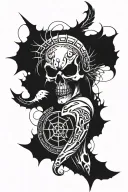 Gothic arm tattoo with biomechanical or tribal influences. Sharp, spiked lines, flowing patterns with a dark edgy look.  tattoo design idea