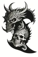 Gothic arm tattoo with biomechanical or tribal influences. Sharp, spiked lines, flowing patterns with a dark edgy look.  tattoo design idea