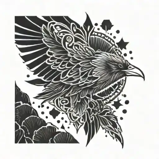 nordic raven splatter tattoo design idea