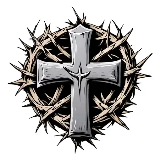 Cross with crown of thorns tattoo design idea
