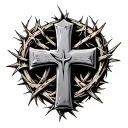 Cross with crown of thorns tattoo design idea