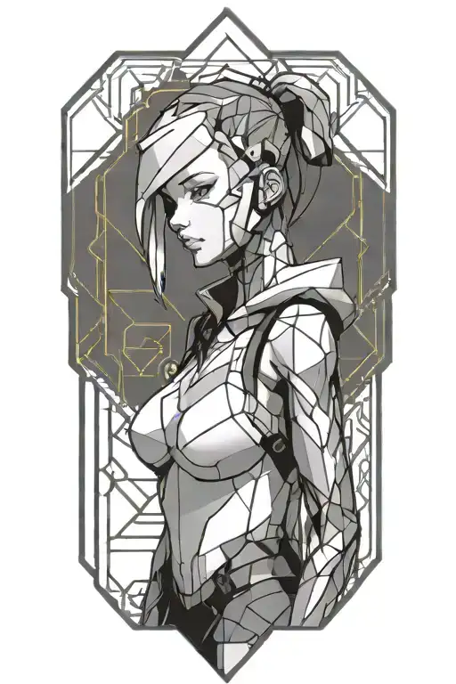cyberpunk anime girl tattoo design idea