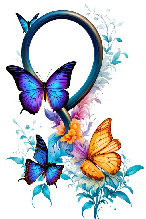 infinity symbol and butterfly emerging tattoo design idea