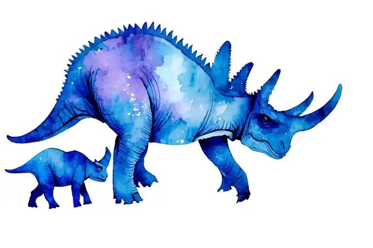 triceratops mom and baby tattoo design idea