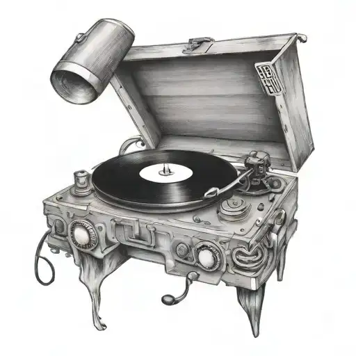 vinyl record player tattoo design idea