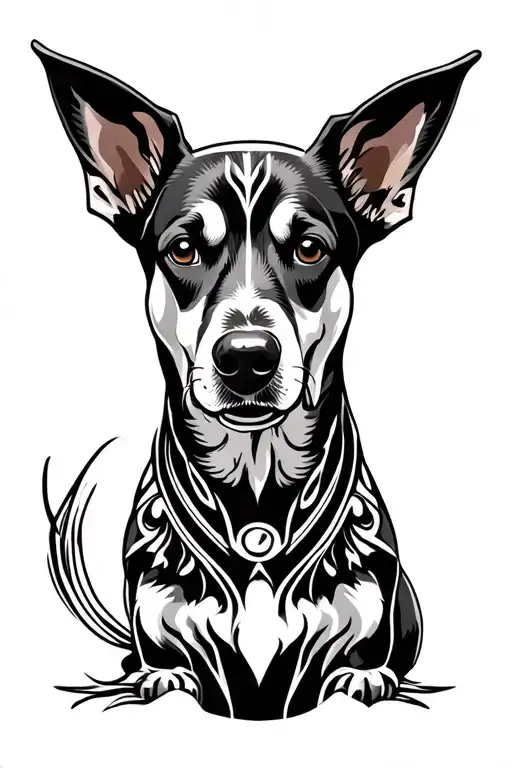 dogs, desert, agave, tribal tattoo design idea