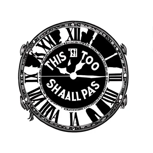 "This too shall pass" very simple roman clock tattoo design idea