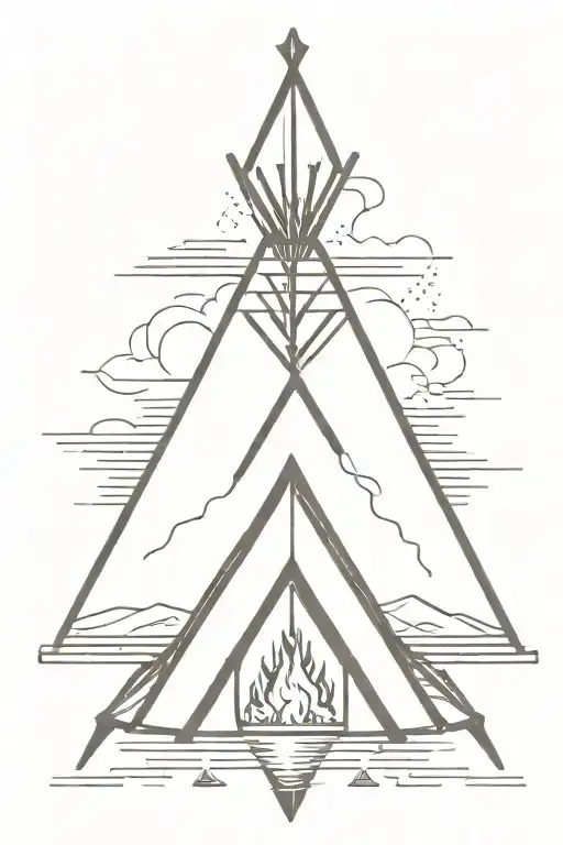 teepee, wild west, fire tattoo design idea