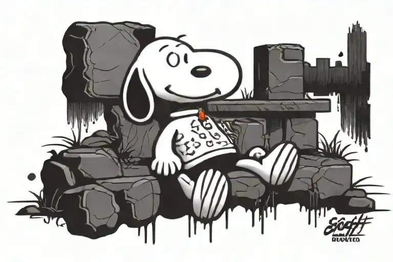 Snoopy sitting tattoo design idea