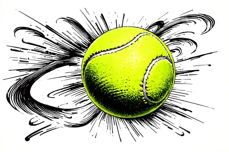 A tennis ball morphing into a rugby ball tattoo design idea