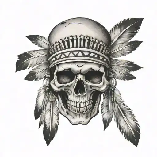 Native American skull tattoo design idea