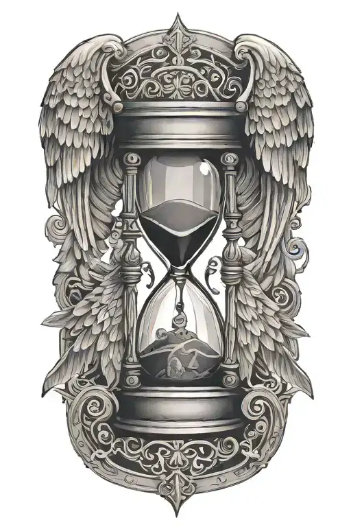hourglass with wings tattoo design idea