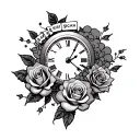 gambling addiction combined tattoo, risk nothing gain nothing, clouds, roses, time management  tattoo design idea