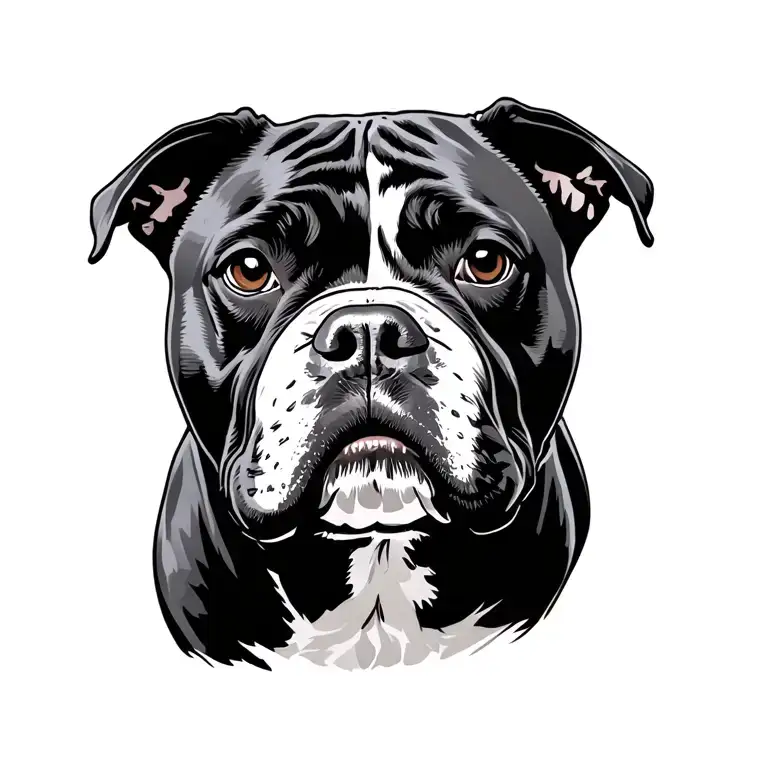 thin long nose american bully pitbull runt tattoo design idea