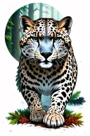 a snow leopard sneaks through the forest tattoo design idea