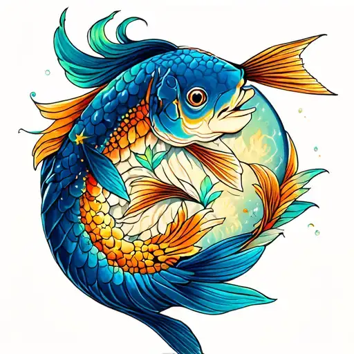 pisces, sagittarius, sagittarius, cancer, virgo all together tattoo design idea