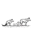 mother wolf watching three wolf pups playing tattoo design idea