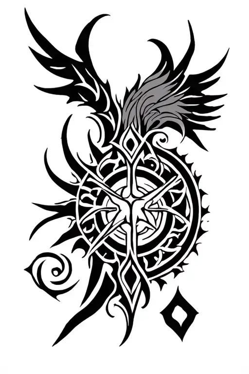 norse mythology vegvisir tribal inspired design tattoo design idea