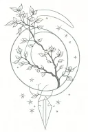 zodiac sign libra + life path + inscription balance + inscription soul / mind + lines + branches with foliage + stars tattoo design idea