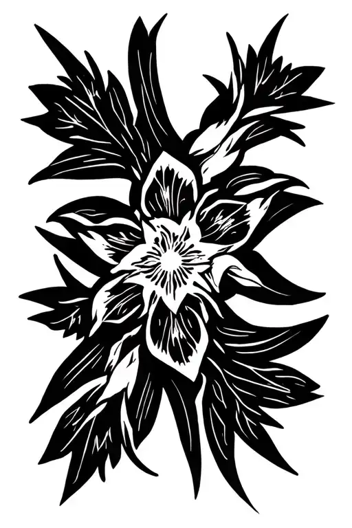 cross and spiderlily tattoo design idea