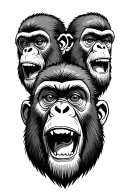 three monkeys representing the personalities tattoo design idea