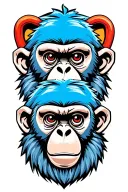 three monkeys representing the personalities tattoo design idea